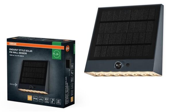 LEDVANCE venkovní solární nástěnné svítidlo Endura Style Sensor 10,2 W 890 lm 3000 K stmívatelné senzor IP54