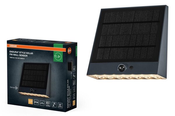 LEDVANCE venkovní solární nástěnné svítidlo Endura Style Sensor 10,2 W 890 lm 3000 K stmívatelné senzor IP54