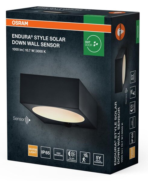 LEDVANCE venkovní solární nástěnné svítidlo Endura Style Sensor 10,7 W 880 lm 3000 K stmívatelné senzor IP54