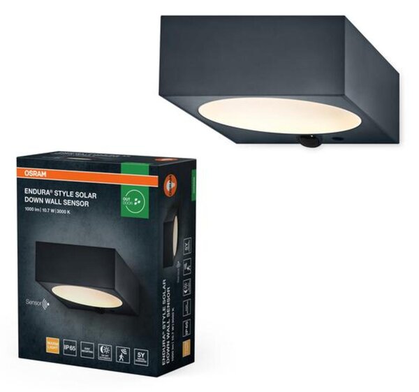 LEDVANCE venkovní solární nástěnné svítidlo Endura Style Sensor 10,7 W 880 lm 3000 K stmívatelné senzor IP54