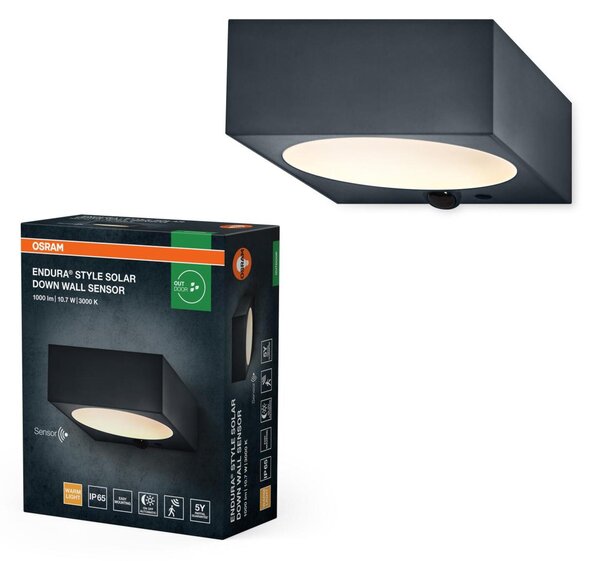 LEDVANCE venkovní solární nástěnné svítidlo Endura Style Sensor 10,7 W 880 lm 3000 K stmívatelné senzor IP54