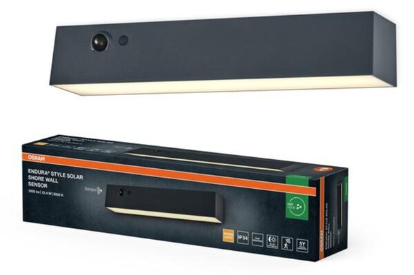 LEDVANCE venkovní solární nástěnné svítidlo ENDURA Style Shore 12,4 W 3000 K senzor stmívatelné IP54
