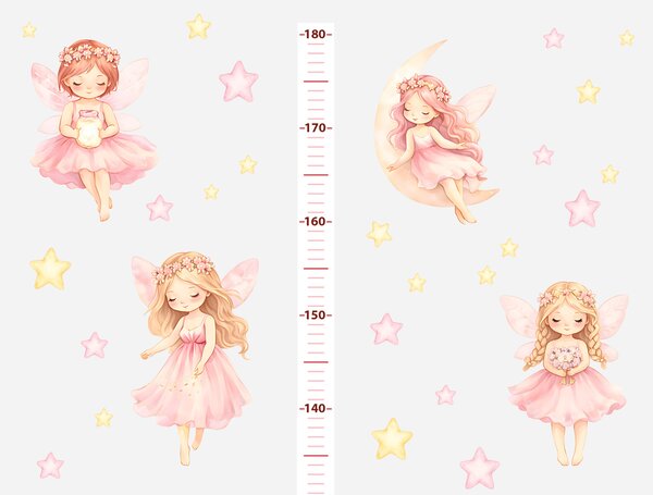 Metr akvarelové víly holčičí nálepky na zeď výška 160 cm