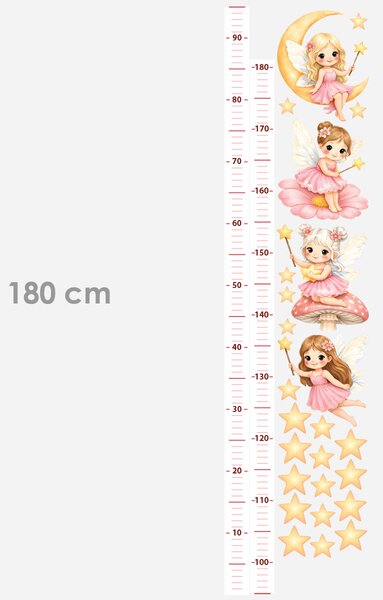Metr růžové víly samolepky na zeď pro dívky výška 160 cm