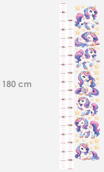 Metr pohádkoví jednorožci samolepky na zeď pro holky výška 160 cm
