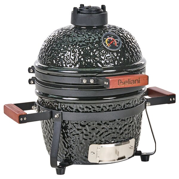 Mini gril na dřevěné uhlí KAMADO Keramika Černá