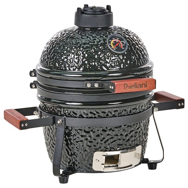 Mini gril na dřevěné uhlí KAMADO Keramika Černá