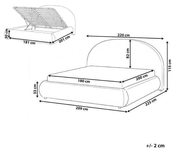 Postel s úložným prostorem Tkanina GRASSE 180 x 200 cm Světle béžová