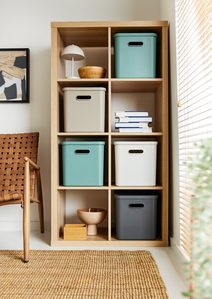 Rotho Úložný box, rovný s víkem, 27l, antracit ALBU LIGHT, 37x29x30