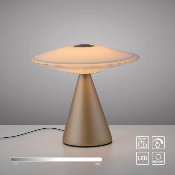 PAUL NEUHAUS LED stolní lampa ELIPSA, bronzová, dotykový stmívač, paměťová funkce 3000K