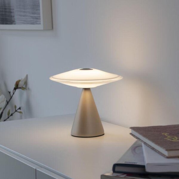 PAUL NEUHAUS LED stolní lampa ELIPSA, bronzová, dotykový stmívač, paměťová funkce 3000K