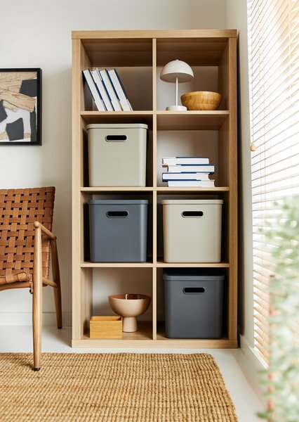 Rotho Úložný box, rovný s víkem, 27l, antracit ALBU LIGHT, 37x29x30