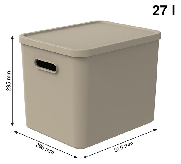 Rotho Úložný box, rovný s víkem, 27l, béžová ALBU LIGHT, 37x29x30