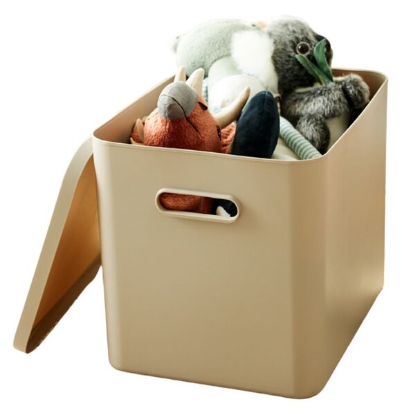 Rotho Úložný box, rovný s víkem, 27l, béžová ALBU LIGHT, 37x29x30