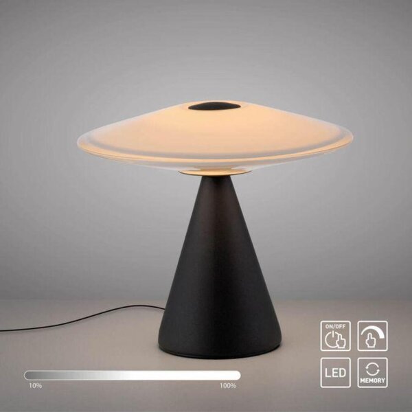 PAUL NEUHAUS LED stolní lampa ELIPSA, černá, dotykový stmívač, paměťová funkce 3000K