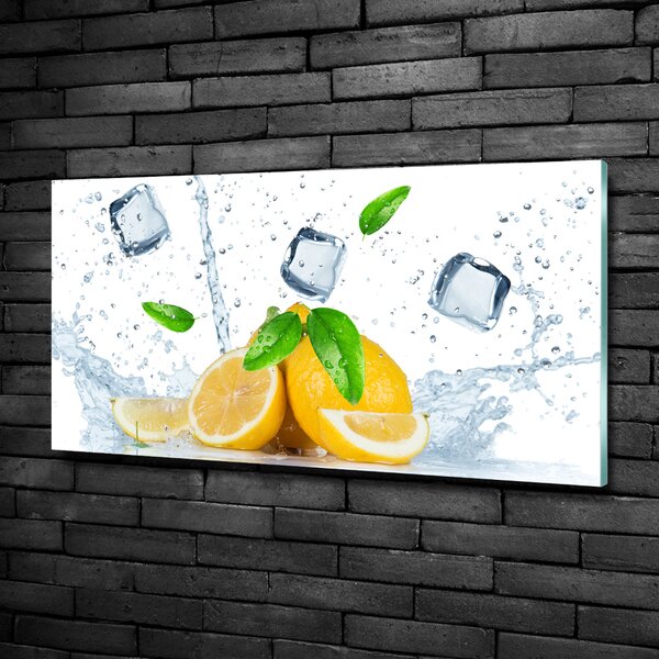 Foto obraz skleněný horizontální Citrony s ledem osh-82344620