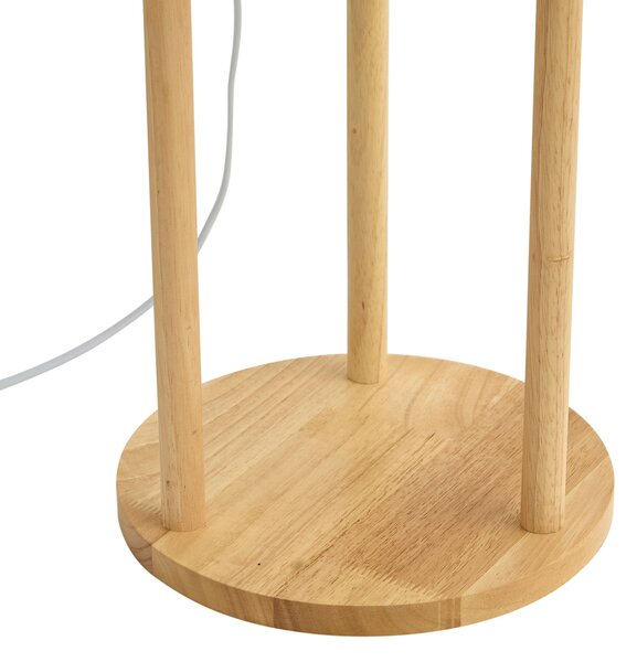 Moderní stojací lampa dřevěná s béžovým stínidlem - Stojon