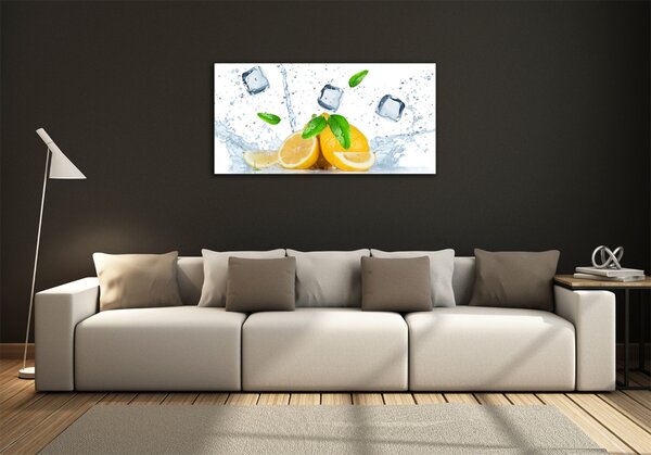 Foto obraz skleněný horizontální Citrony s ledem osh-82344620