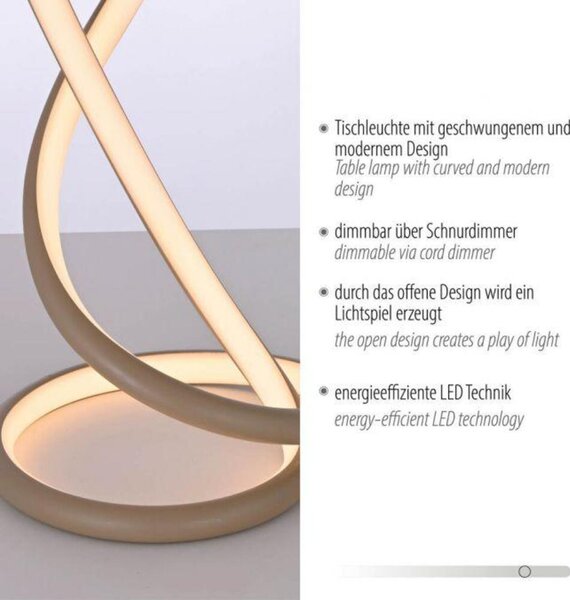 PAUL NEUHAUS LED stolní lampa TWIST moderní design, písková barva 2700K