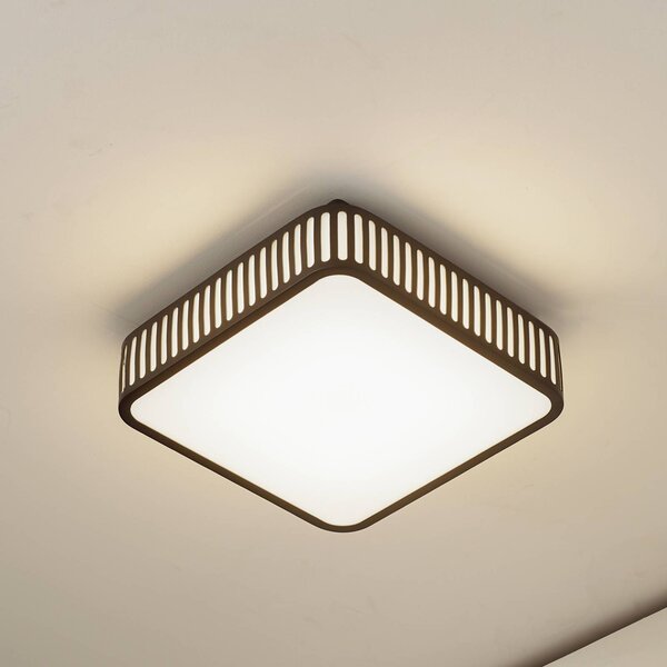 Lindby LED venkovní stropní svítidlo Lurinda, 26 cm černé, IP44, Černá, Hliník, Moderní