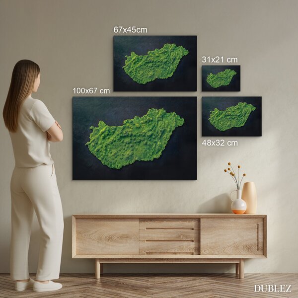 DUBLEZ | Machový obraz na stěnu - Mapa Maďarska (UV tisk) | UV tisk, Premium