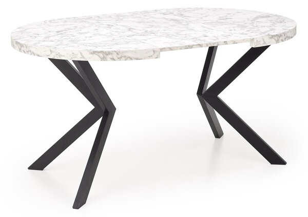HALMAR Rozkládací jídelní stůl PERONI 100/250 cm bílý mramor/černá
