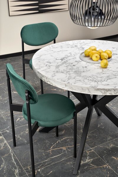 HALMAR Rozkládací jídelní stůl PERONI 100/250 cm bílý mramor/černá