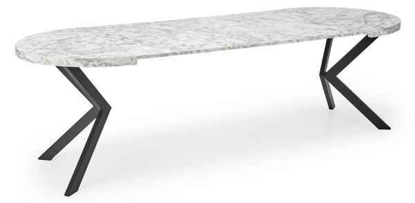 HALMAR Rozkládací jídelní stůl PERONI 100/250 cm bílý mramor/černá