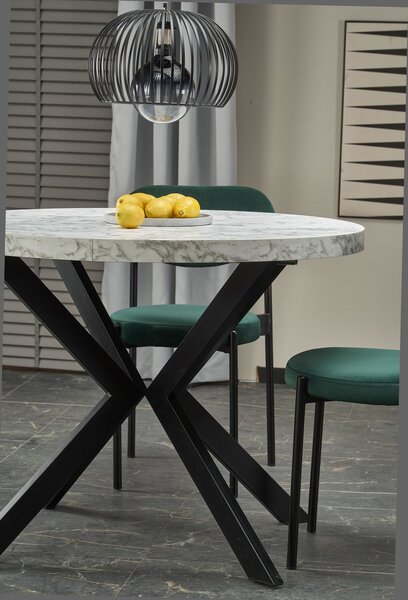 HALMAR Rozkládací jídelní stůl PERONI 100/250 cm bílý mramor/černá