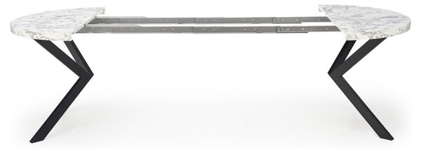 HALMAR Rozkládací jídelní stůl PERONI 100/250 cm bílý mramor/černá