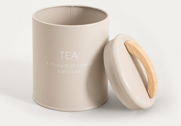 Plechová dóza na čaj Flora Beige 900 ml Homla