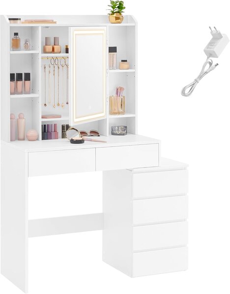 SONGMICS Toaletní stolek Vasagle Ginny 97 cm s LED osvětlením bílý