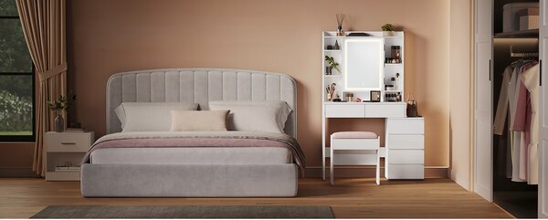 SONGMICS Toaletní stolek Vasagle Ginny 117 cm s LED osvětlením bílý