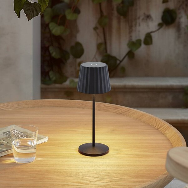 Lindby LED stolní lampa Esali, černá, kov, IP65, stmívatelný, Černá, Obývací pokoj / jídelna, Hliník, Moderní
