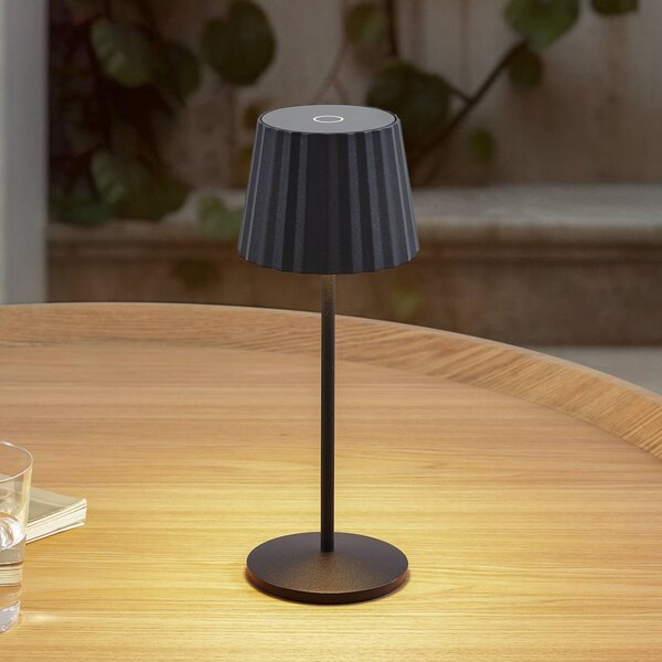 Lindby LED stolní lampa Esali, černá, kov, IP65, stmívatelný, Černá, Obývací pokoj / jídelna, Hliník, Moderní