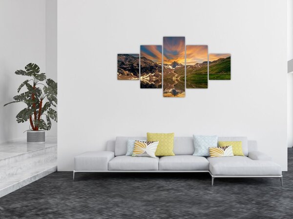 Obraz - Odraz v horském jezeře (125x70 cm)