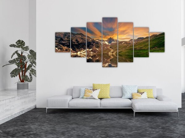 Obraz - Odraz v horském jezeře (210x100 cm)