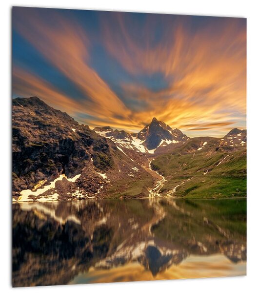Obraz - Odraz v horském jezeře (30x30 cm)