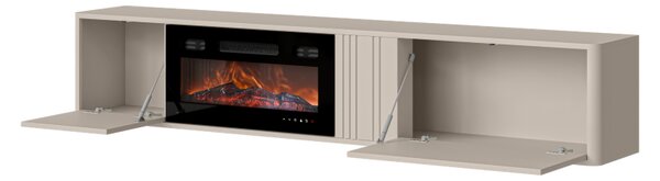 TV skříňka s krbem Zudbim 190, Barva: ořech warmia / ořech warmia + černá 5903211504112