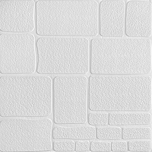 Samolepící pěnové 3D panely WHITE F, cena za kus, rozměr 70 x 77 cm, kameny bílé, IMPOL TRADE