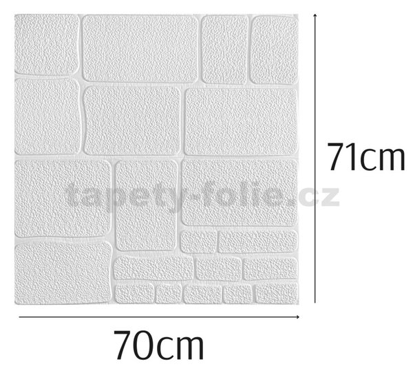 Samolepící pěnové 3D panely WHITE F, cena za kus, rozměr 70 x 77 cm, kameny bílé, IMPOL TRADE