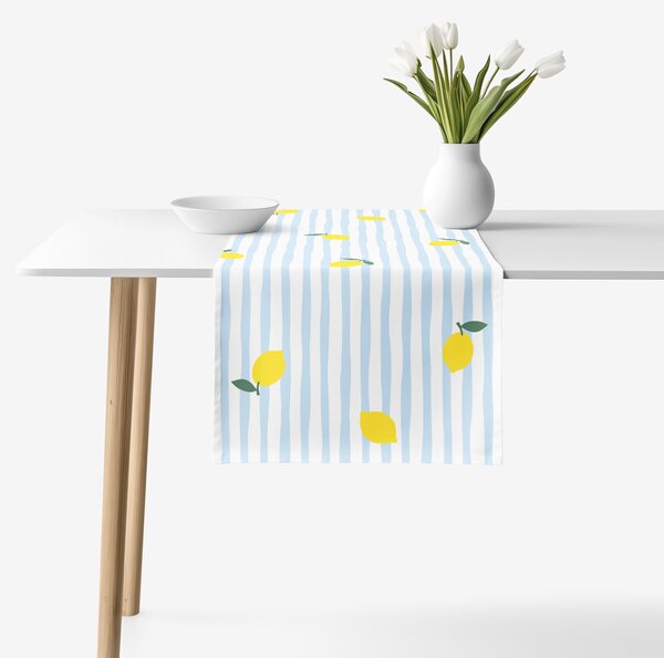 Goldea běhoun na stůl 100% bavlněné plátno - svěží citrony s proužky 50x120 cm