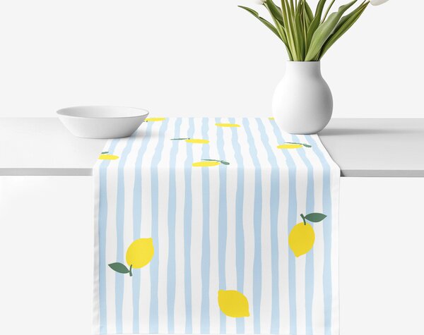 Goldea běhoun na stůl 100% bavlněné plátno - svěží citrony s proužky 50x120 cm