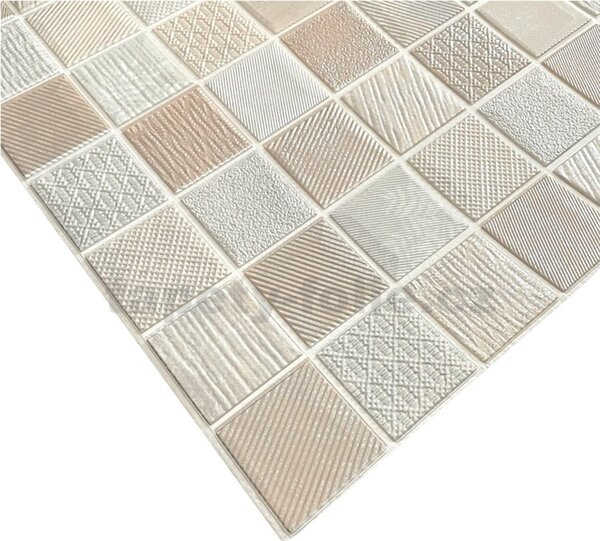 Samolepící pěnové 3D panely XY-W03, cena za kus, rozměr 70 x 70 cm, mozaika hnědo-stříbrná, IMPOL TRADE