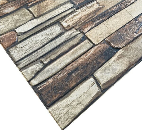 Samolepící pěnové 3D panely XY-G02, cena za kus, rozměr 70 x 77 cm, ukládaný kámen hnědý, IMPOL TRADE