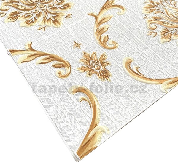 Samolepící pěnové 3D panely XY-A01, cena za kus, rozměr 70 x 70 cm, ornamenty béžovo-zlaté, IMPOL TRADE