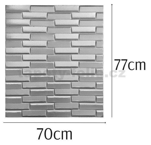 Samolepící pěnové 3D panely SILVER, cena za kus, rozměr 70 x 77 cm, 3D obklad stříbrný, IMPOL TRADE