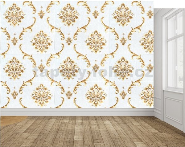 Samolepící pěnové 3D panely XY-A01, cena za kus, rozměr 70 x 70 cm, ornamenty béžovo-zlaté, IMPOL TRADE