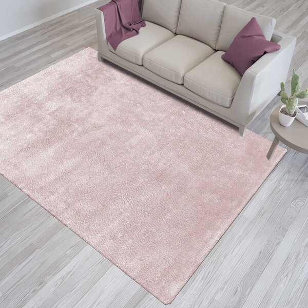 Růžový koberec s vyšším vlasem Šířka: 80 cm | Délka: 150 cm