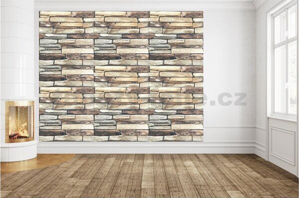 Samolepící pěnové 3D panely XY-G02, cena za kus, rozměr 70 x 77 cm, ukládaný kámen hnědý, IMPOL TRADE